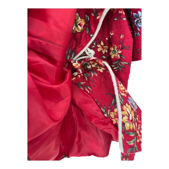 Jessica Howard Woman Red Floral Linen Blend Short Sleeve Jacket Size 22 - Picture 2 of 6